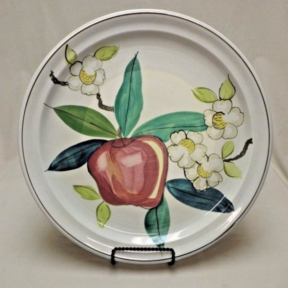 Vintage Red Wing Pottery Dinnerware Normandy Apple Hand Painted 14" Chop Plate - Picture 2 of 12